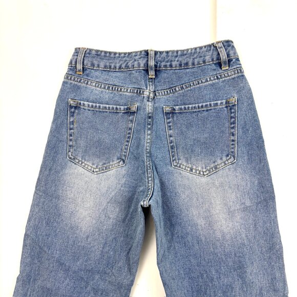 Cali 1850 Distressed Straight Women's size 1 Medium Wash Blue Denim Jeans - Picture 4 of 4